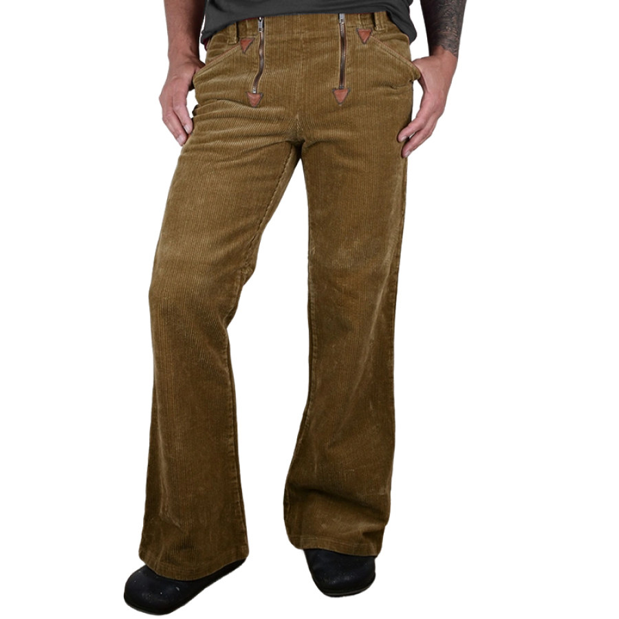 

Мужские вельветовые брюки с застежкой-молнией на открытом воздухе Ретро вельветовые расклешенные брюки