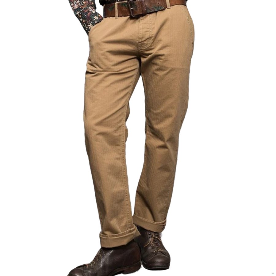 

Men's Retro 1940s Wide Leg High Waist Casual Cargo Trousers Pants