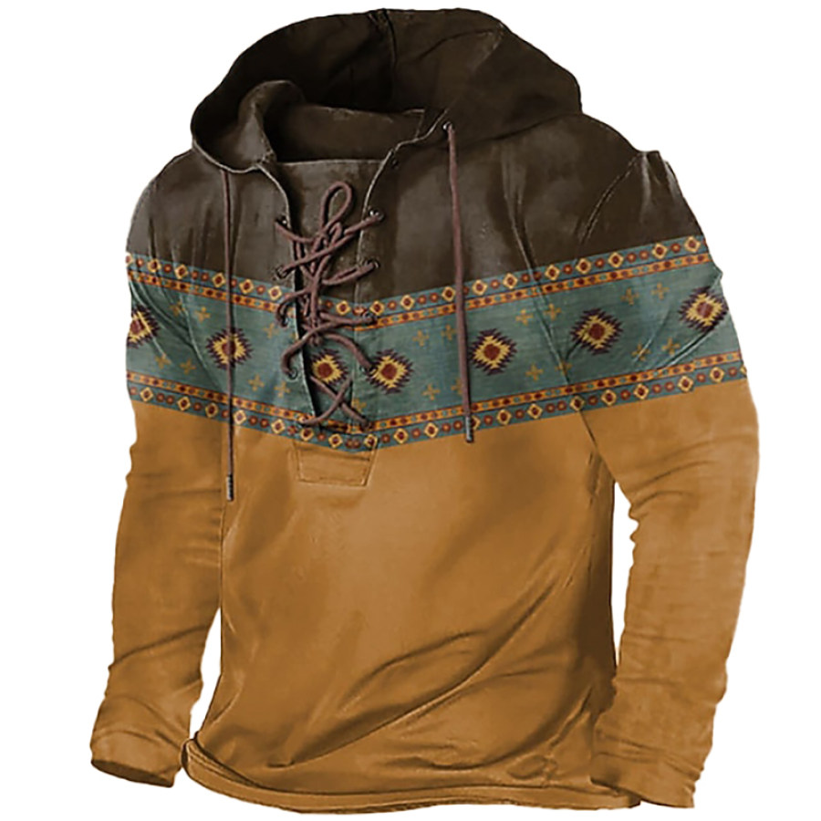 

Men's Bohemian Style Graphic Prints Hooded Casual Daily Sports Lace Up Pullover Hoodie Shirt