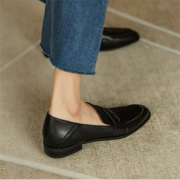 Ladies Round Toe Horizontal Strap Loafers - Mercadolibreweb.com 