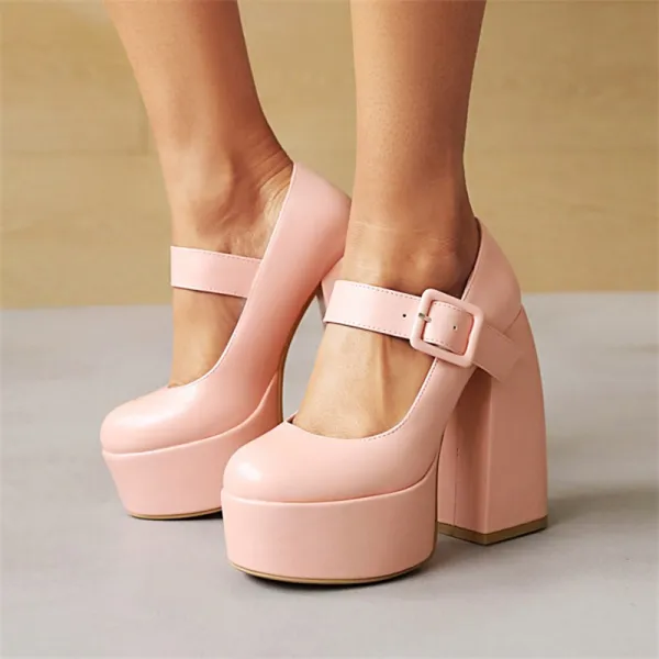 Ladies Retro Round Toe Hollow Thick Heel Shoes - Mercadolibreweb.com 