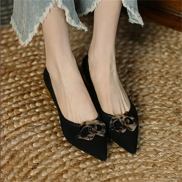 Ladies Pointed Leopard Print Buckle Low Heels - Mercadolibreweb.com 