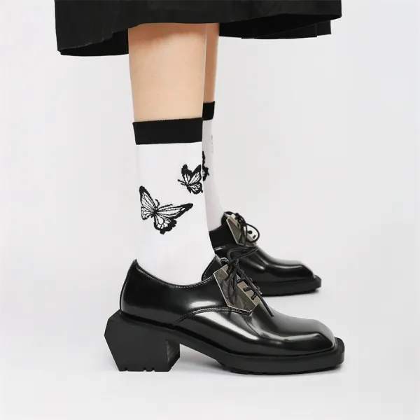 Ladies Retro Square Toe Lace-up Oxford Shoes - Mercadolibreweb.com 