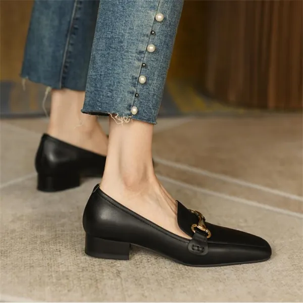 Ladies Square Toe Buckle Loafers - Mercadolibreweb.com 