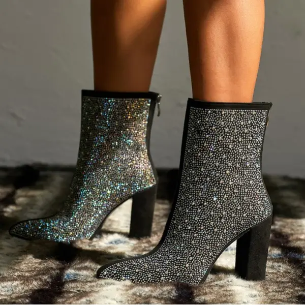 Women's High Heel Rhinestone Short Boots - Mercadolibreweb.com 