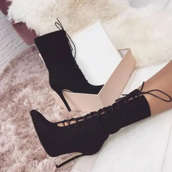 Women's Stiletto Mid-tube Pointed Toe Frosted Boots - Mercadolibreweb.com 