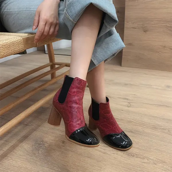 Women's Patent Leather Snake Print Short Boots - Mercadolibreweb.com 