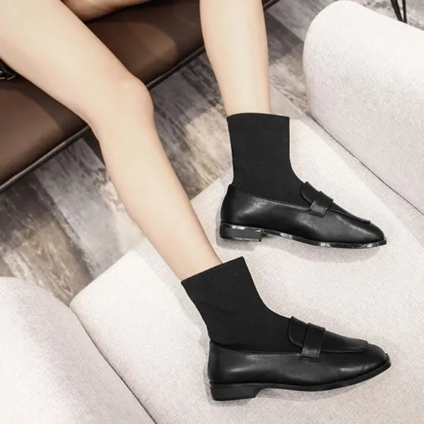 Women's Square Toe Casual Low Heel Boots - Mercadolibreweb.com 