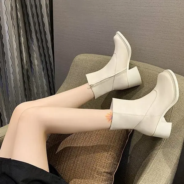 Women's Side Zipper Big Toe Thick Heel Martin Boots - Mercadolibreweb.com 