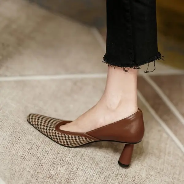 French Houndstooth Heel Shoe With Pointed Toe - Mercadolibreweb.com 