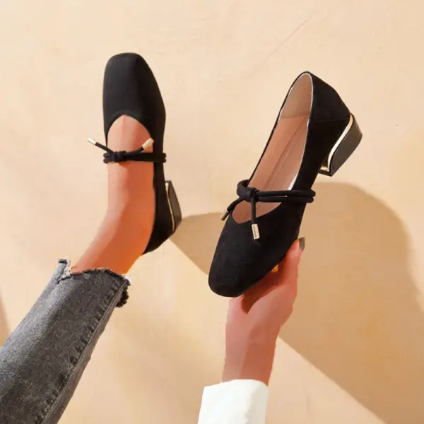 Thick Heeled Suede Bow Shoes - Mercadolibreweb.com 