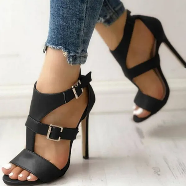 Women's Stylish Cut-out Straps High-heeled Shoes - Mercadolibreweb.com 