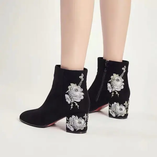 Round-Headed Embroidered Boots With Thick Heel And National Style - Mercadolibreweb.com 