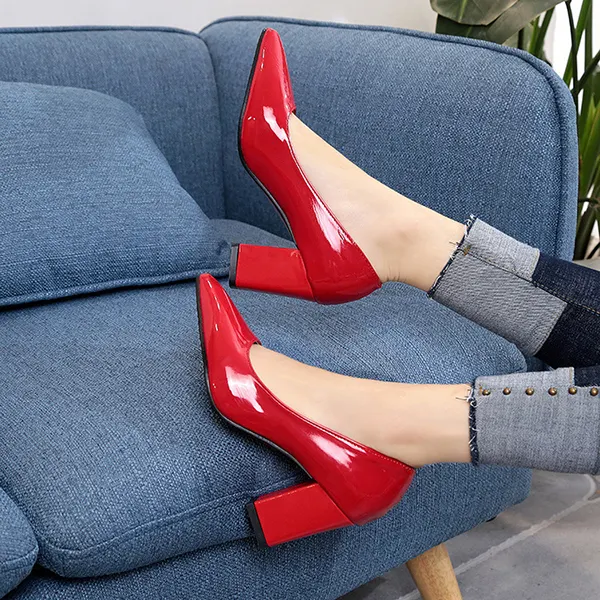 Women's Stylish Pointed Toes Chunky Heels Pumps - Mercadolibreweb.com 