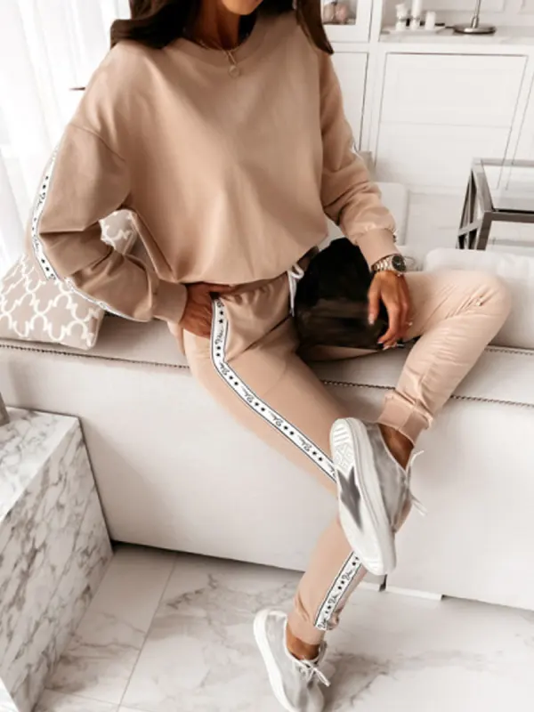 Women's printed trousers fashion casual suit two-piece sweater - Luvyle.chimpone.com 