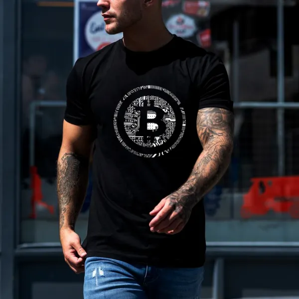 Bitcoin print short-sleeved T-shirt - Nikiluwa.com 