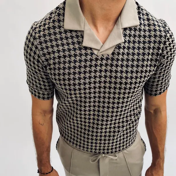 Houndstooth slim fit polo shirt - Woolmind.com 