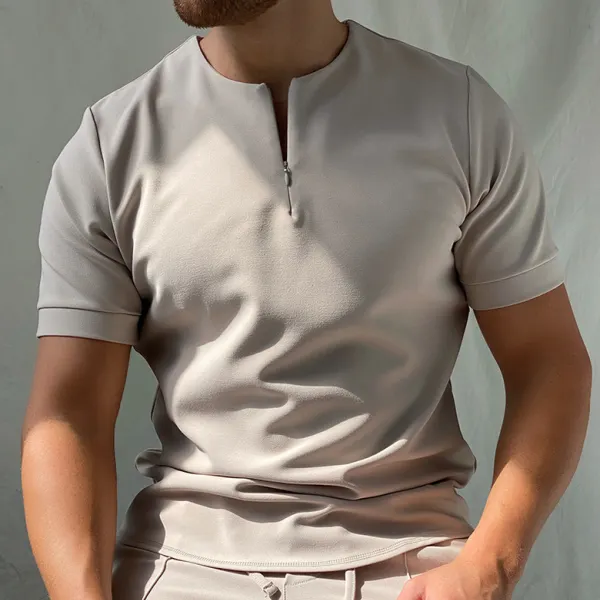 Solid color polo shirt without zipper - Fineyoyo.com 