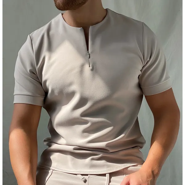 einfarbiges Poloshirt ohne Reißverschluss - Woolmind.com 
