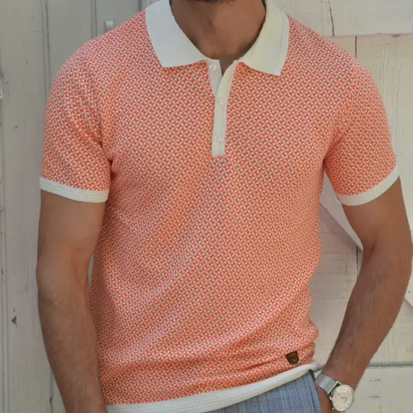 Textured-print slim-fit polo shirt - Menilyshop.com 