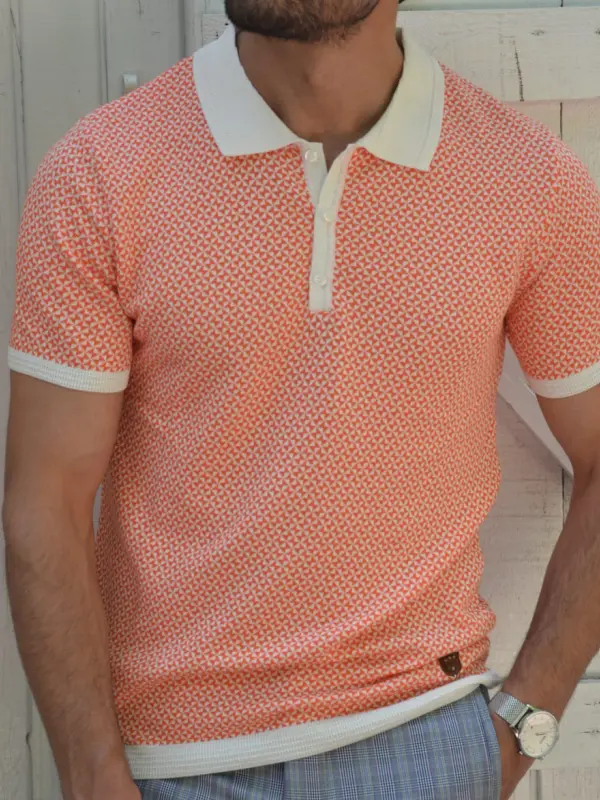 Textured-print slim-fit polo shirt - Oasisjoy.com 