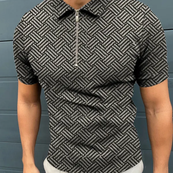 Herringbone jacquard polo shirt - Fineesa.chimpone.com 