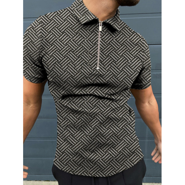 herringbone jacquard polo shirt