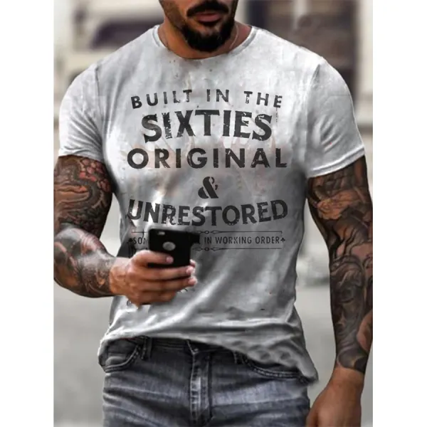 Mens Built In The Sixties Unrestored Motorcy Printed T-shirt - Chrisitina.com 