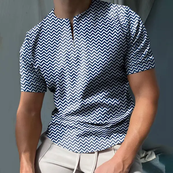 Wave Short Sleeve Polo Shirt - Chrisitina.com 