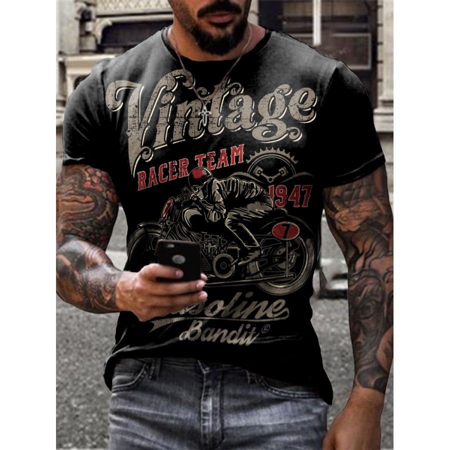 

Mens Crew Neck Motorcyle Short Sleeve Tops T-shirts