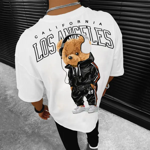 Men's Fashion Casual Los Angeles Bear Print T-Shirt - Menilyshop.com 