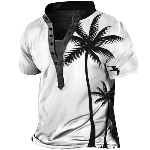 Men's Outdoor Coconut Beach Henley Shirt - Blaroken.com 