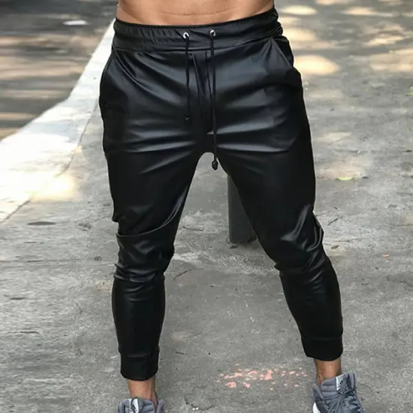 Trendy Leather Trackpants - Ootdyouth.com 