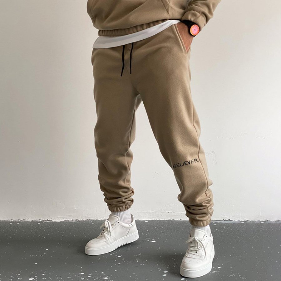 

Men's "BELIEVER" Print Casual Fleece Sweatpants