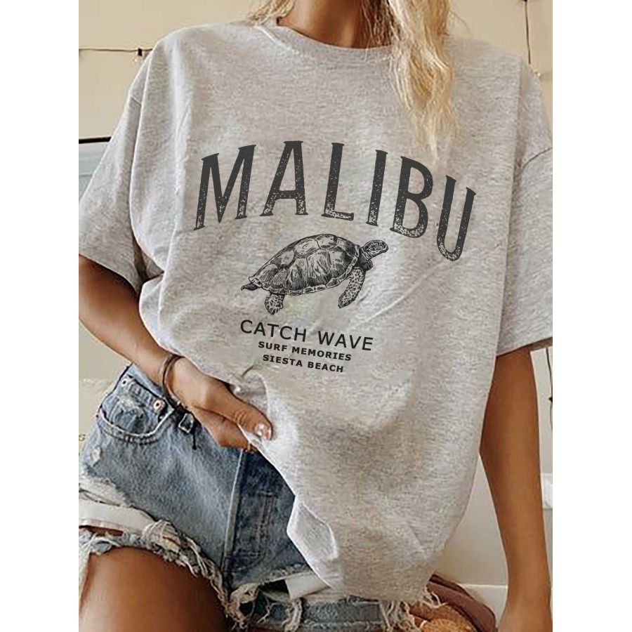 

Loses T-Shirt Mit Malibu-Schildkröten-Aufdruck Für Damen