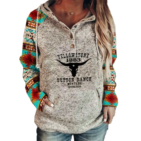 Women's Yellowstone Cowboy Hooded Sweater - Chrisitina.com 