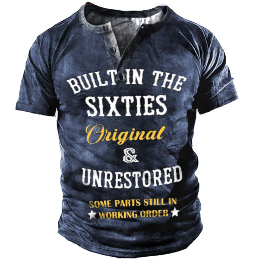 

Men's Vintage Henley Collar Short Sleeve T-Shirt