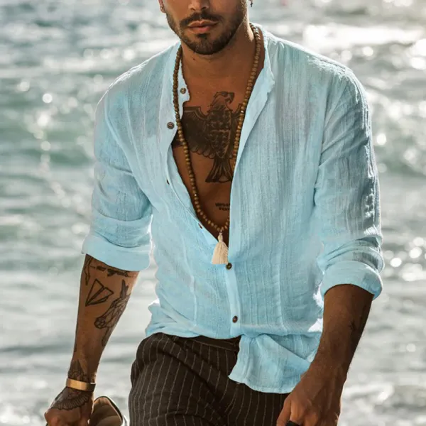 Men's Cotton And Linen Beach Casual Shirt - Kalesafe.com 