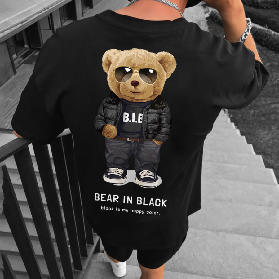 

Teddy Bear Print Fashion Casual Oversized Men's T-Shirt