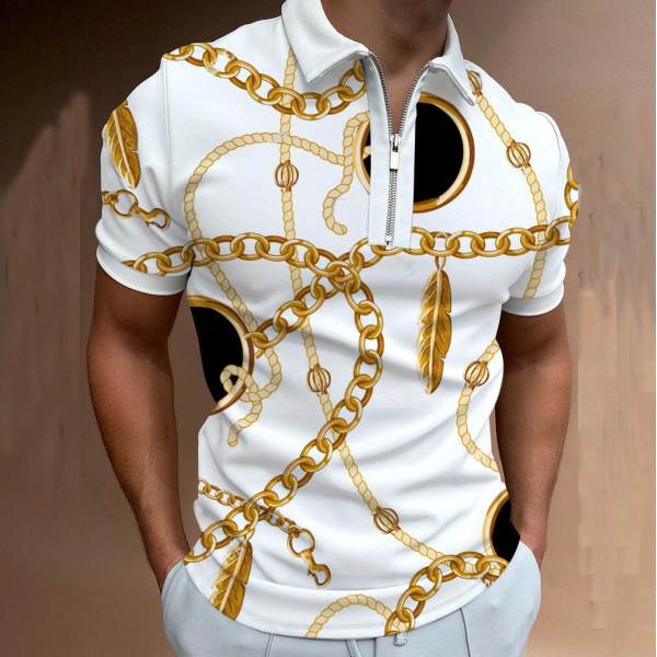 gold chain with polo shirt