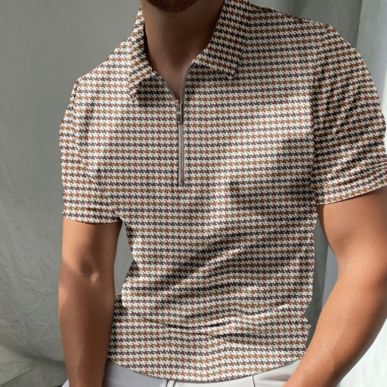 Houndstooth Texture Polo Shirt