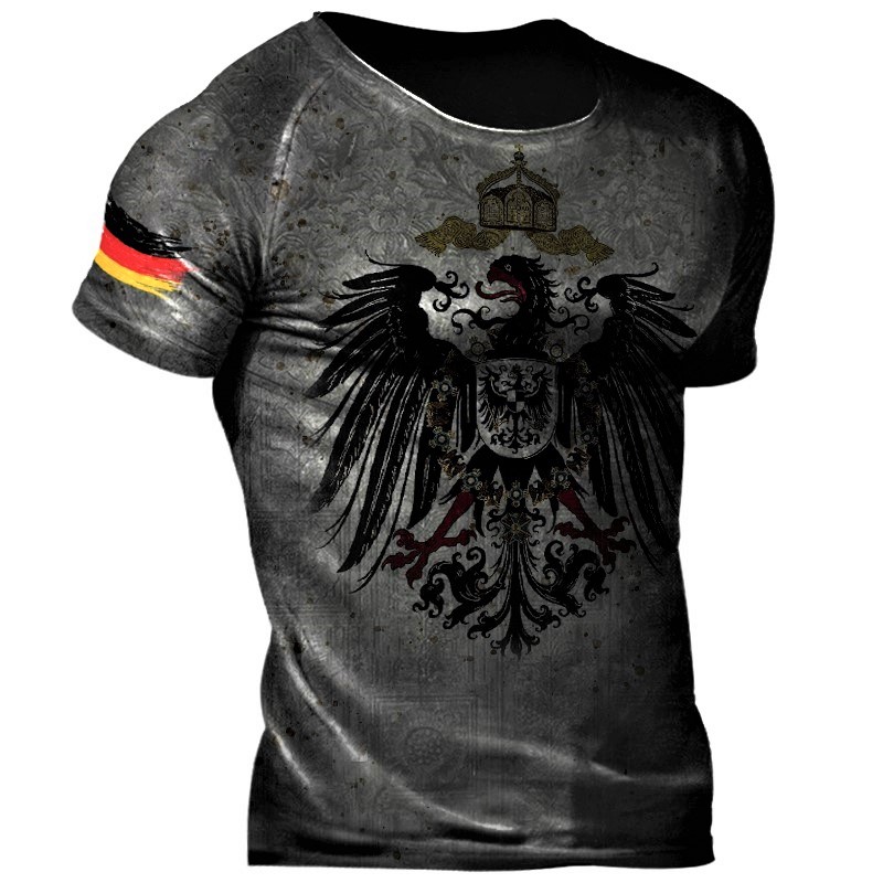 Mens Outdoor Tactical German Chic Eagle Print T-shirt