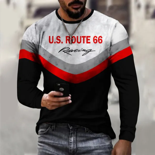 Men's Retro Racing Long Sleeve T-Shirt - Styletaken.chimpone.com 