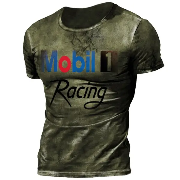 Mens Vintage Motor Oil Badge Printed Tactical T-shirt - Godeskplus.com 