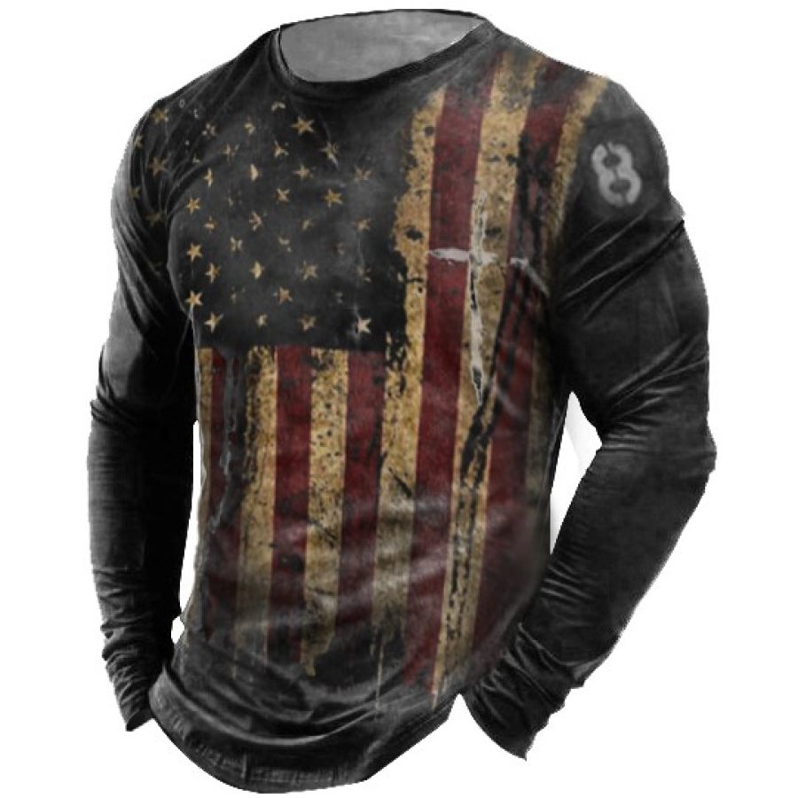 

Men's Comfortable Outdoor Casual American Flag Print Sports Top