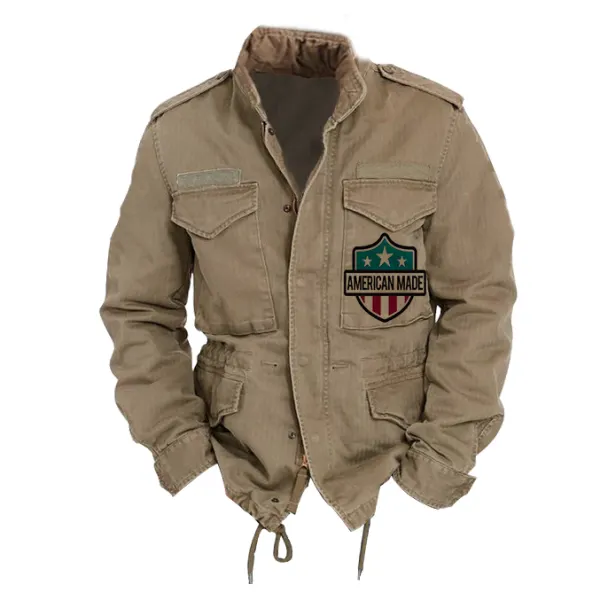 Mens Drawstring Multi-pocket Velcro Retro Tactical Jackets - Styletaken.chimpone.com 