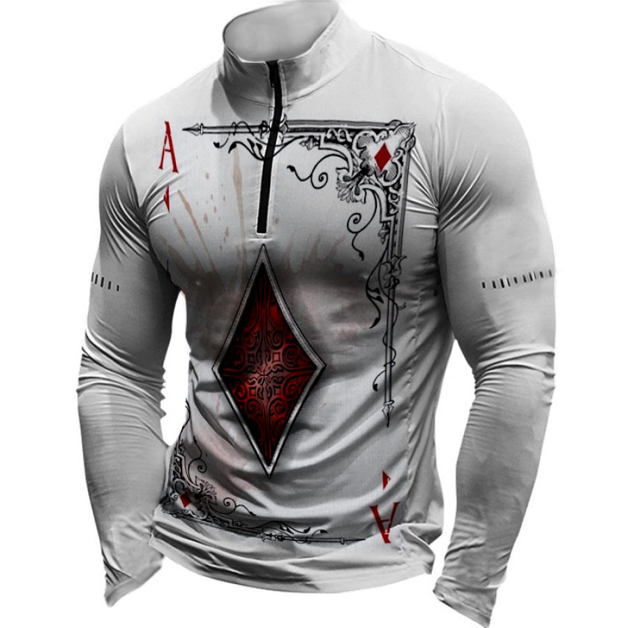 

Men's Quick-drying Playing Card Printing Middle Neck T-shirt