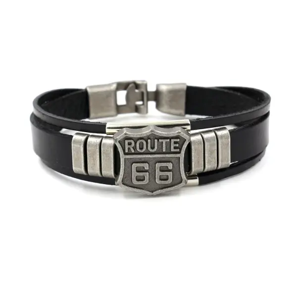 US Route 66 Leather Bracelet - Fineyoyo.com 