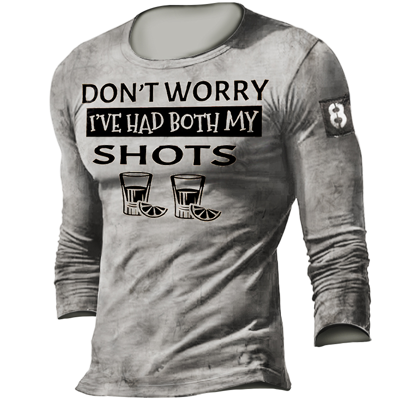 Don't Worry I've Had Chic Both My Shots Men's Retro Tactical Casual T-shirt