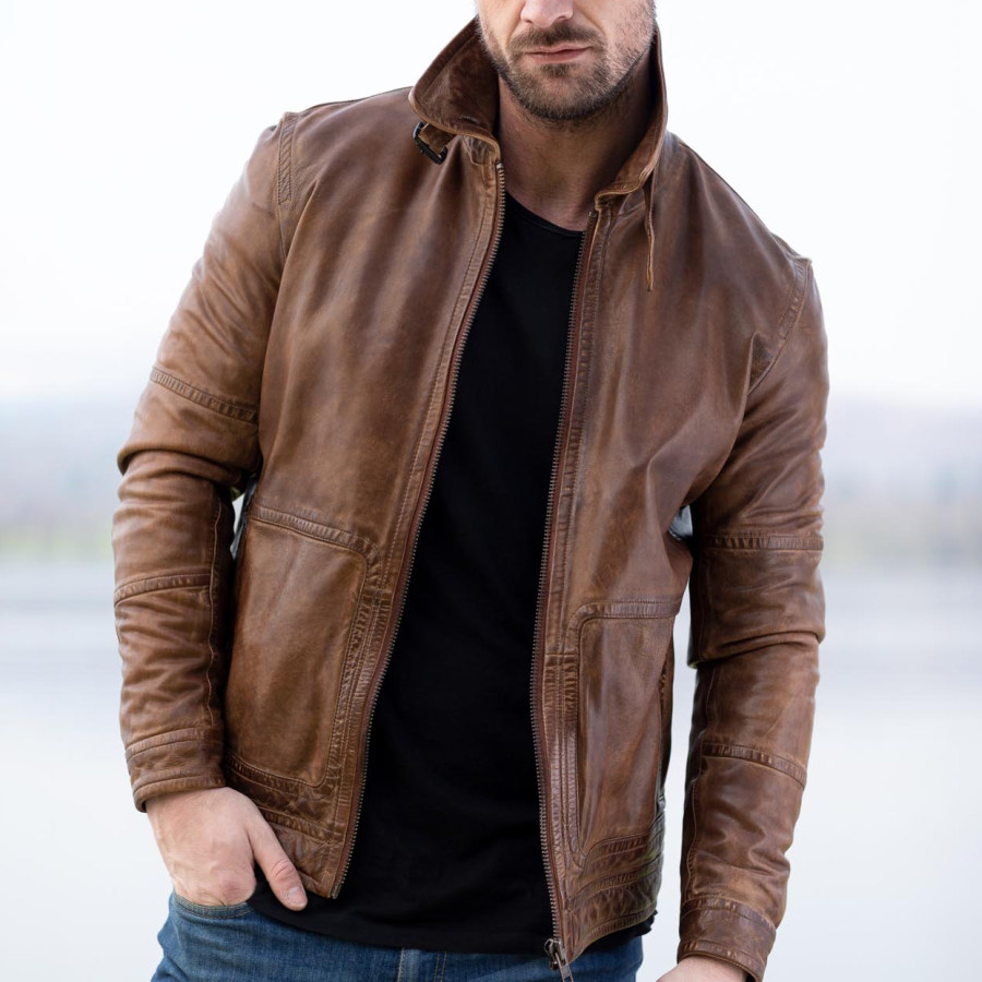 

Tan Vintage Leather Jacket